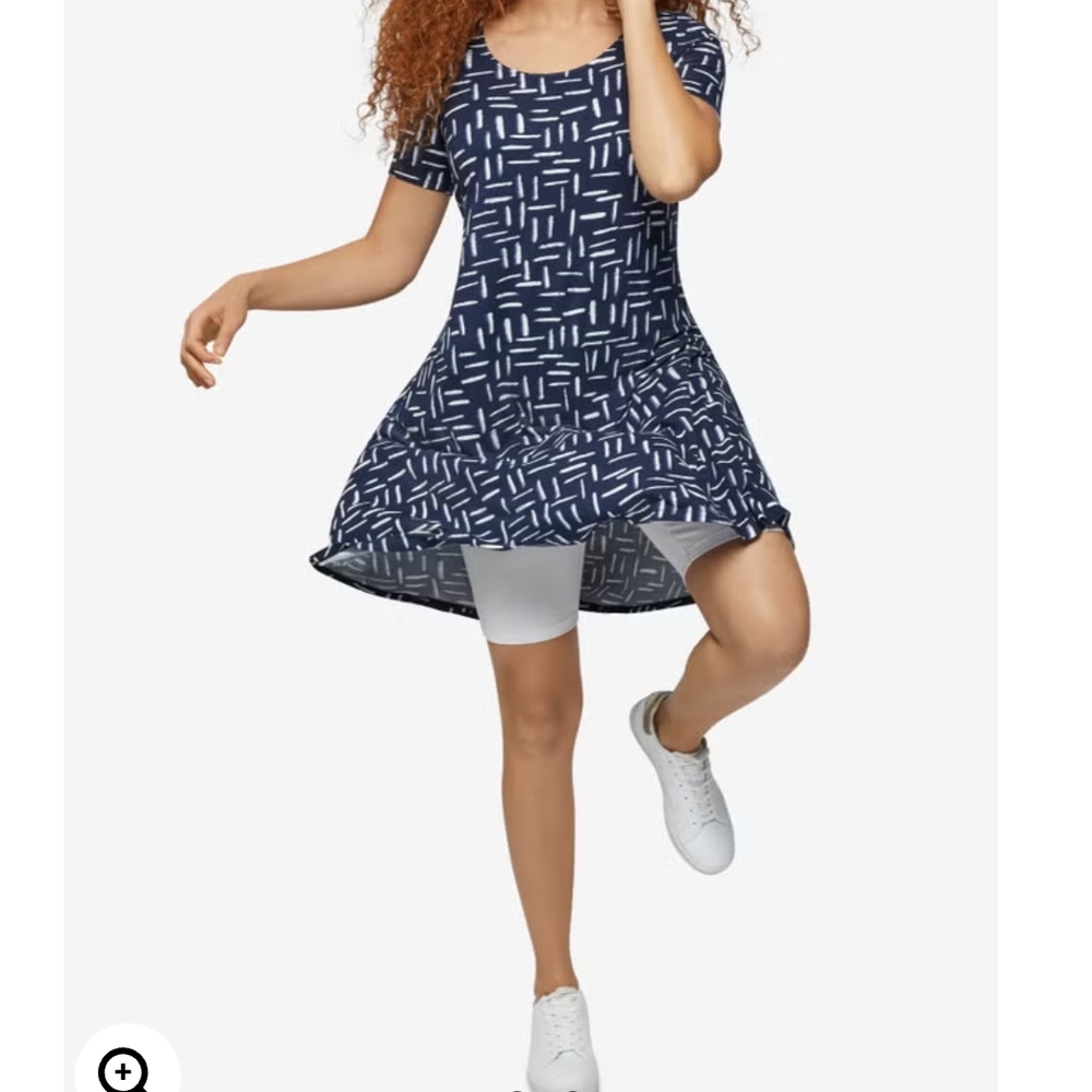 Ellos Asymmetrical Dress in Navy and White